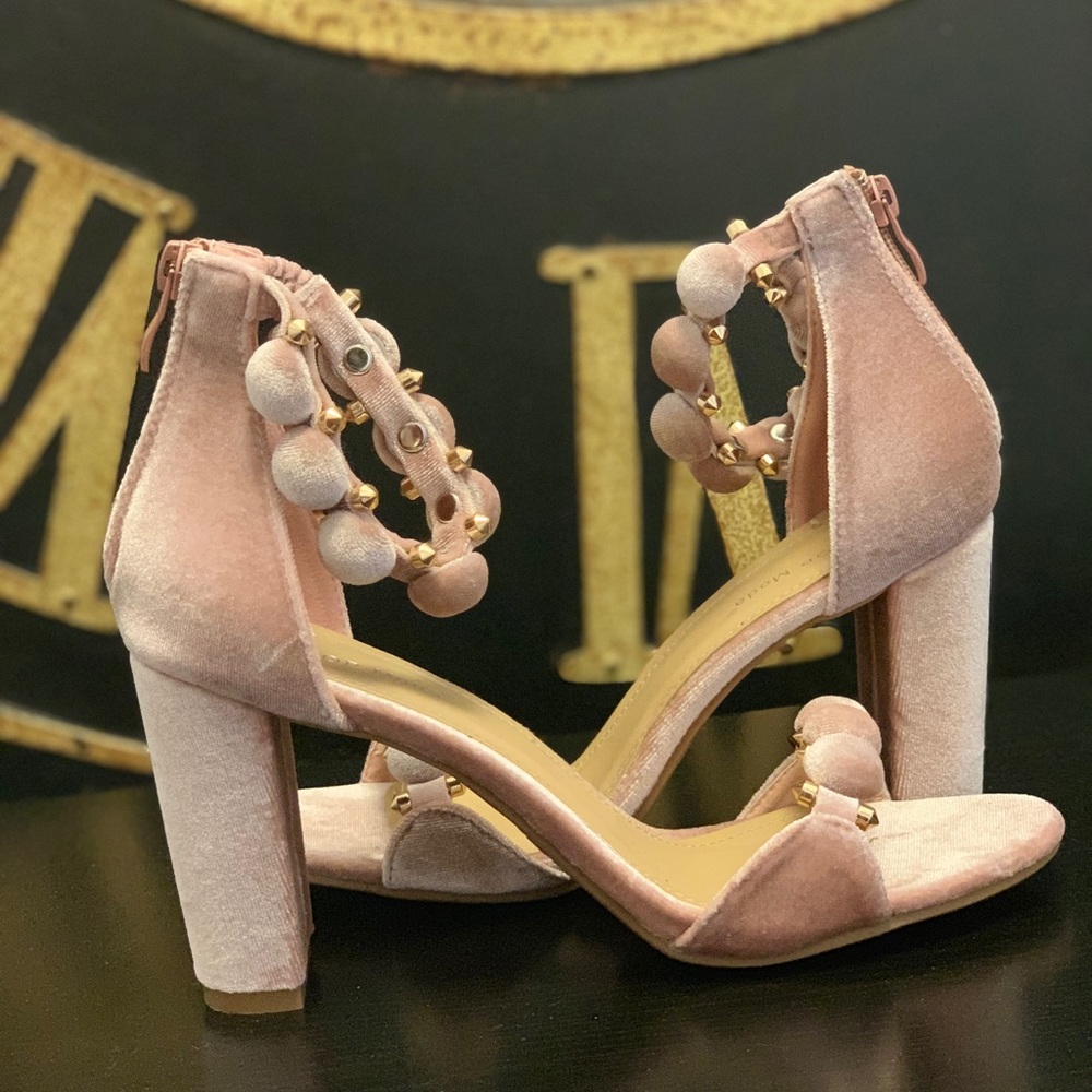 TOP Moda Pink Velvet Sandal Heels